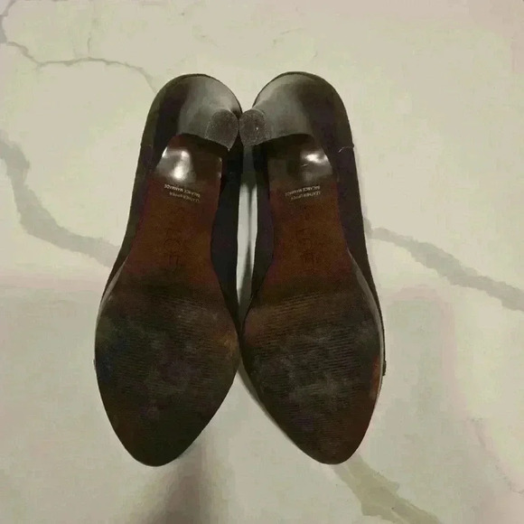 Ann Taylor Loft Kiltie Buckle Stacked Platform Heel Brown Suede Womens Size 8.5 - Picture 6 of 6